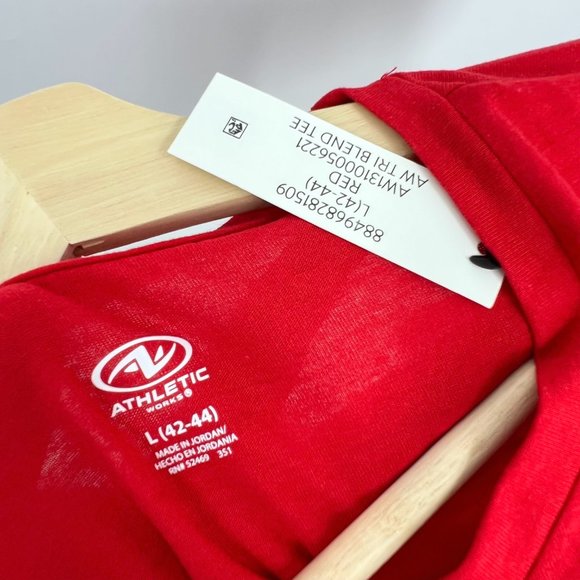 Mens Solid RED Active‎ T-Shirt ATHLETIC WORKS Short Sleeve Tri Blend - Picture 9 of 13